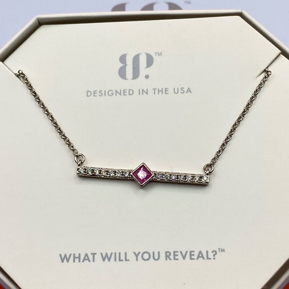 Bomb Party Necklace RBP6575 “Pursuit of Happiness” LC Ice Crystal on Rhodium NWT